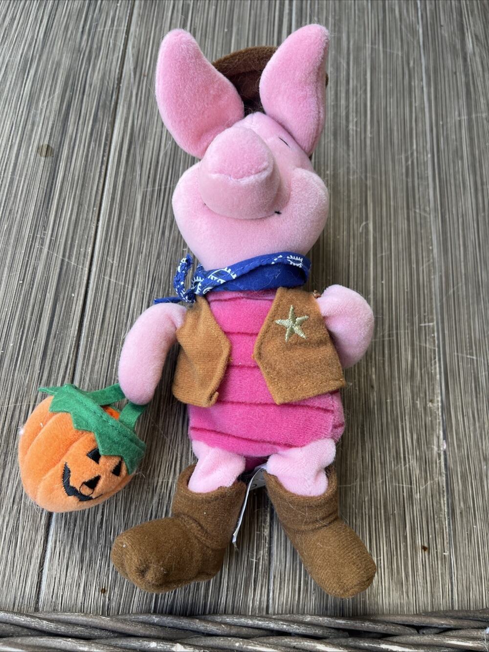 Disney Store - Halloween Cowboy Piglet - Plush - 8" - Vintage